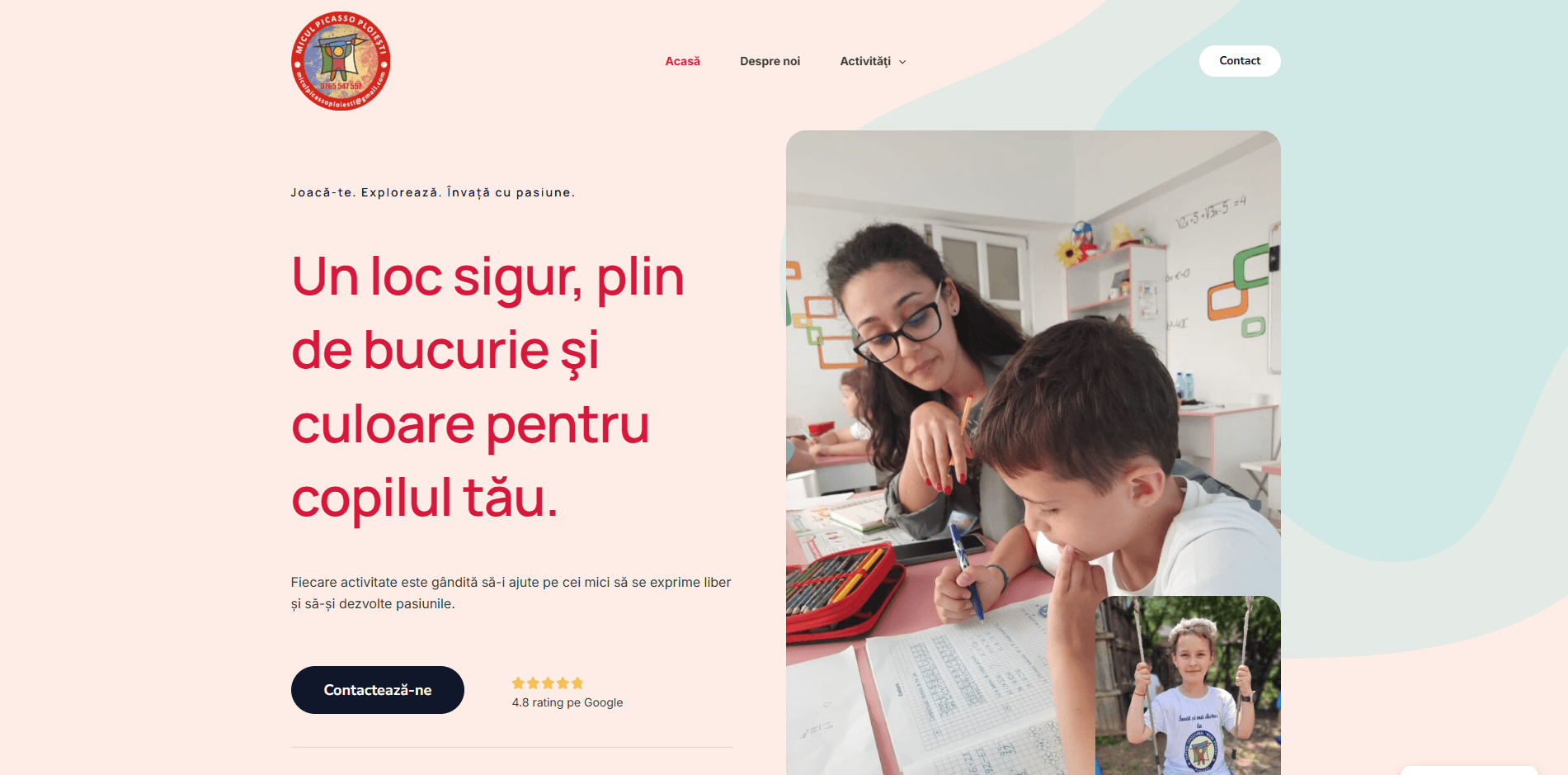 Layout adaptat brandului clientului – captură homepage